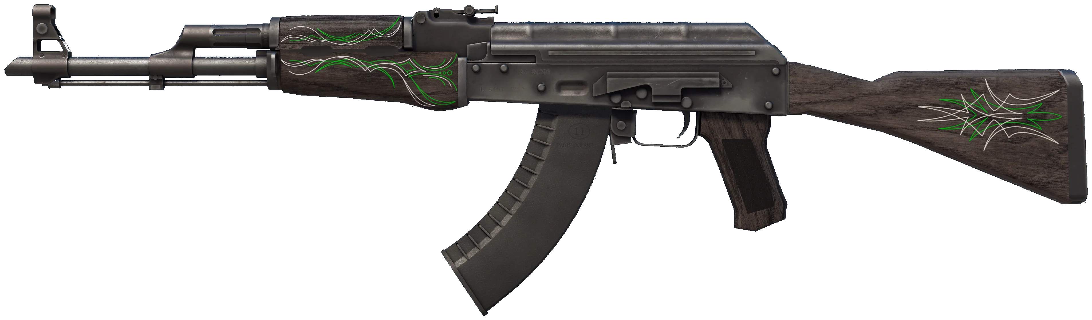 AK-47 Emerald Pinstripe — сдержанные зеленые завитки на дереве калаша