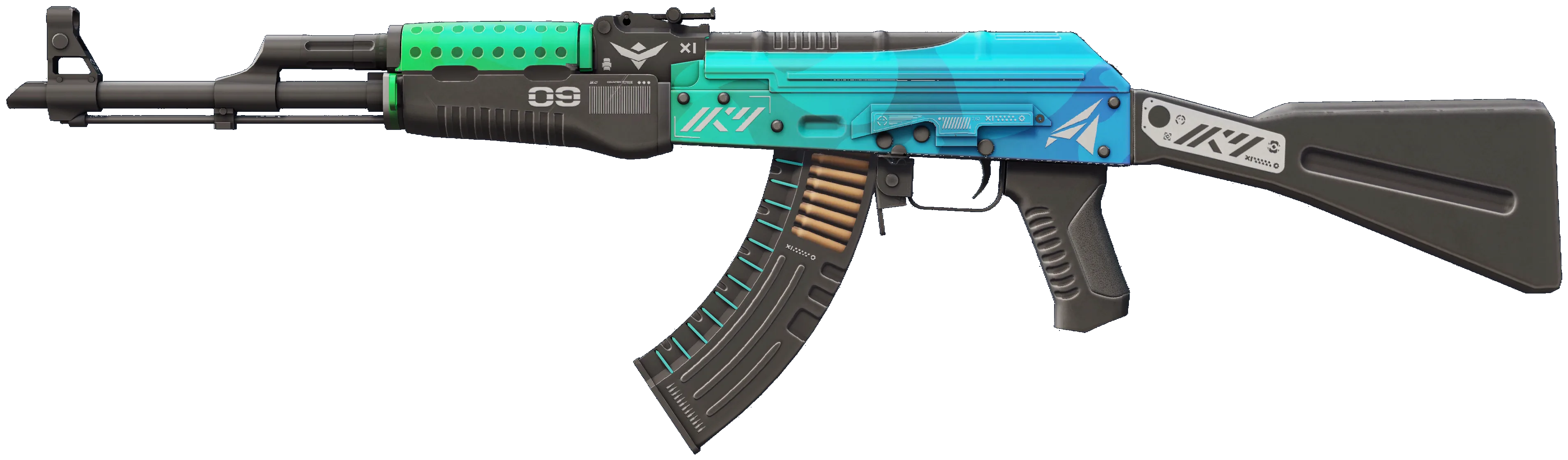 AK-47 Ice Coaled — футуристичный градиент зеленого и синего